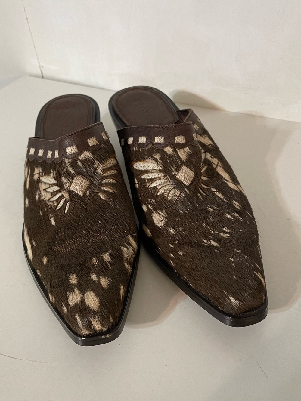 Sonora Double H Boots Calf Hair Mules